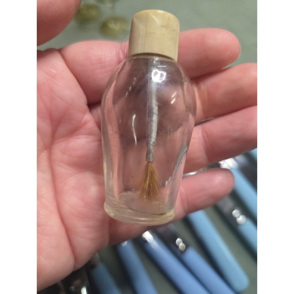 Vintage  Glass Perfume Bottle with Applicator Brush Mini
